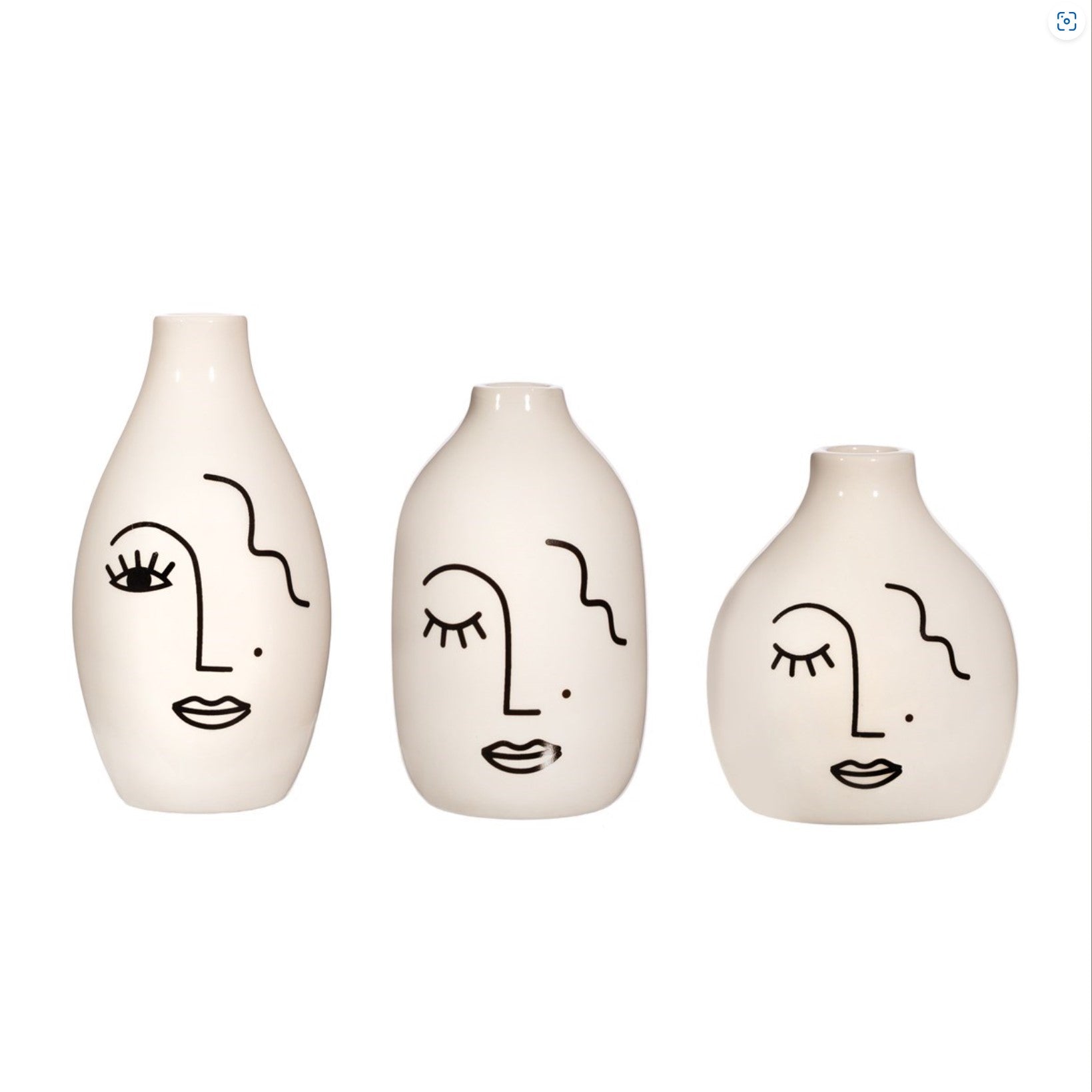 Petits Vases Visage Abstrait -  3 pièces