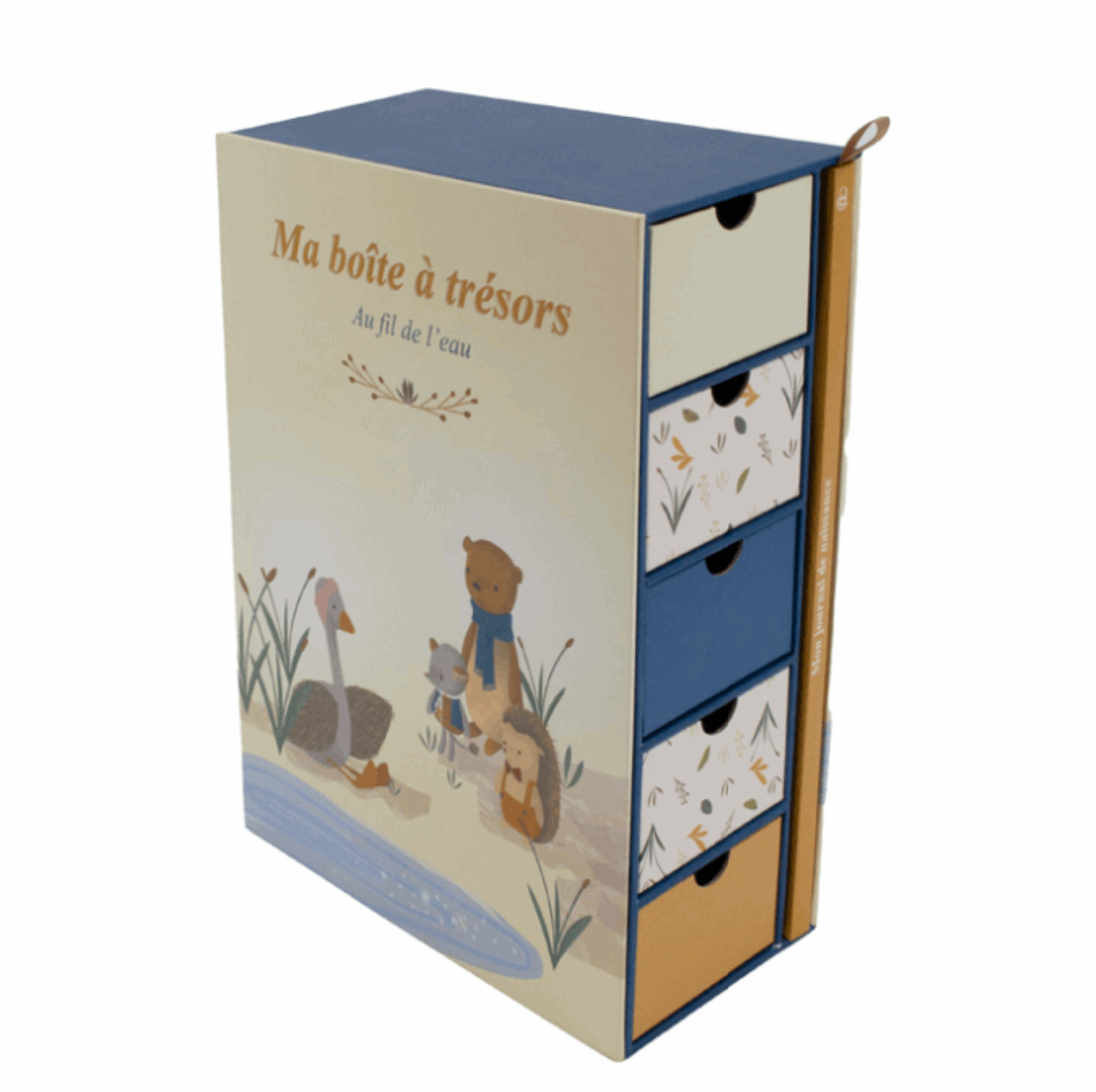 Coffret boite à trésors de bébé et journal de naissance - Au fil de l'eau