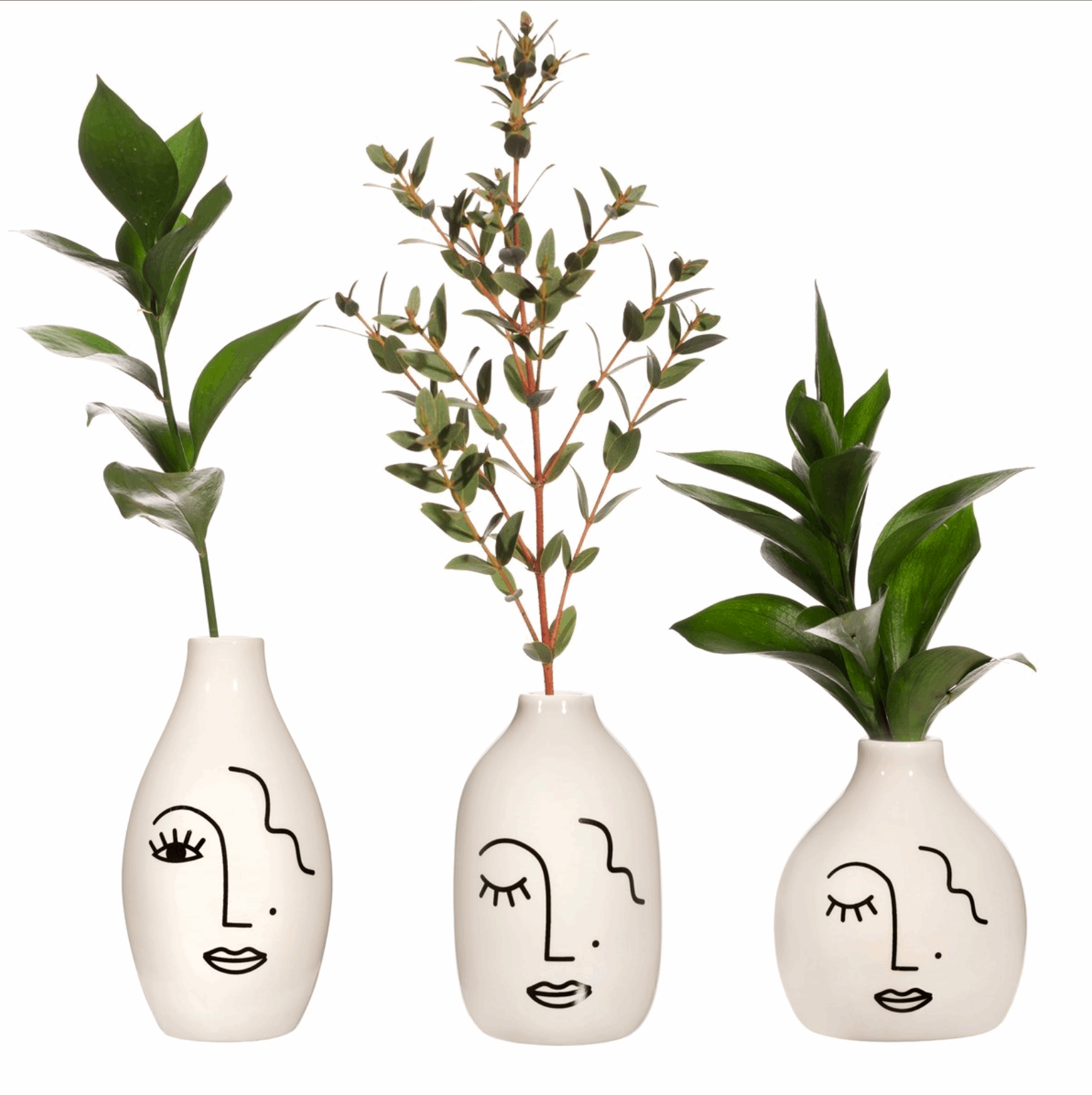 Petits Vases Visages Design - 3 pièces