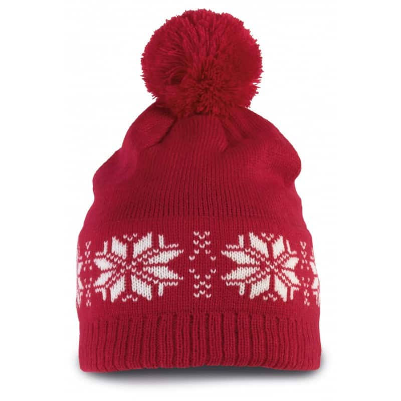 Ensemble Bonnet et Echarpe rouge flocons