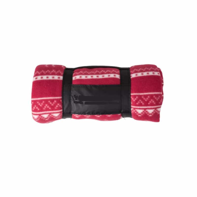 Plaid Polaire de Noël. Motif finlandais flocons et rennes.