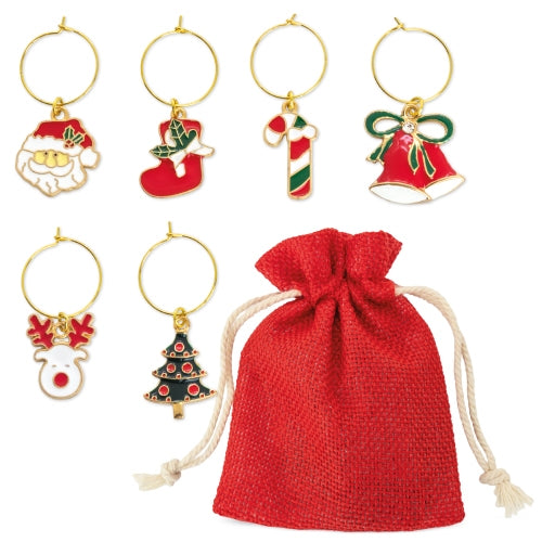 Marque verre de fête, 6 pièces