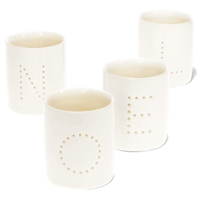 Photophore Noel en porcelaine - lot de 4 pièces