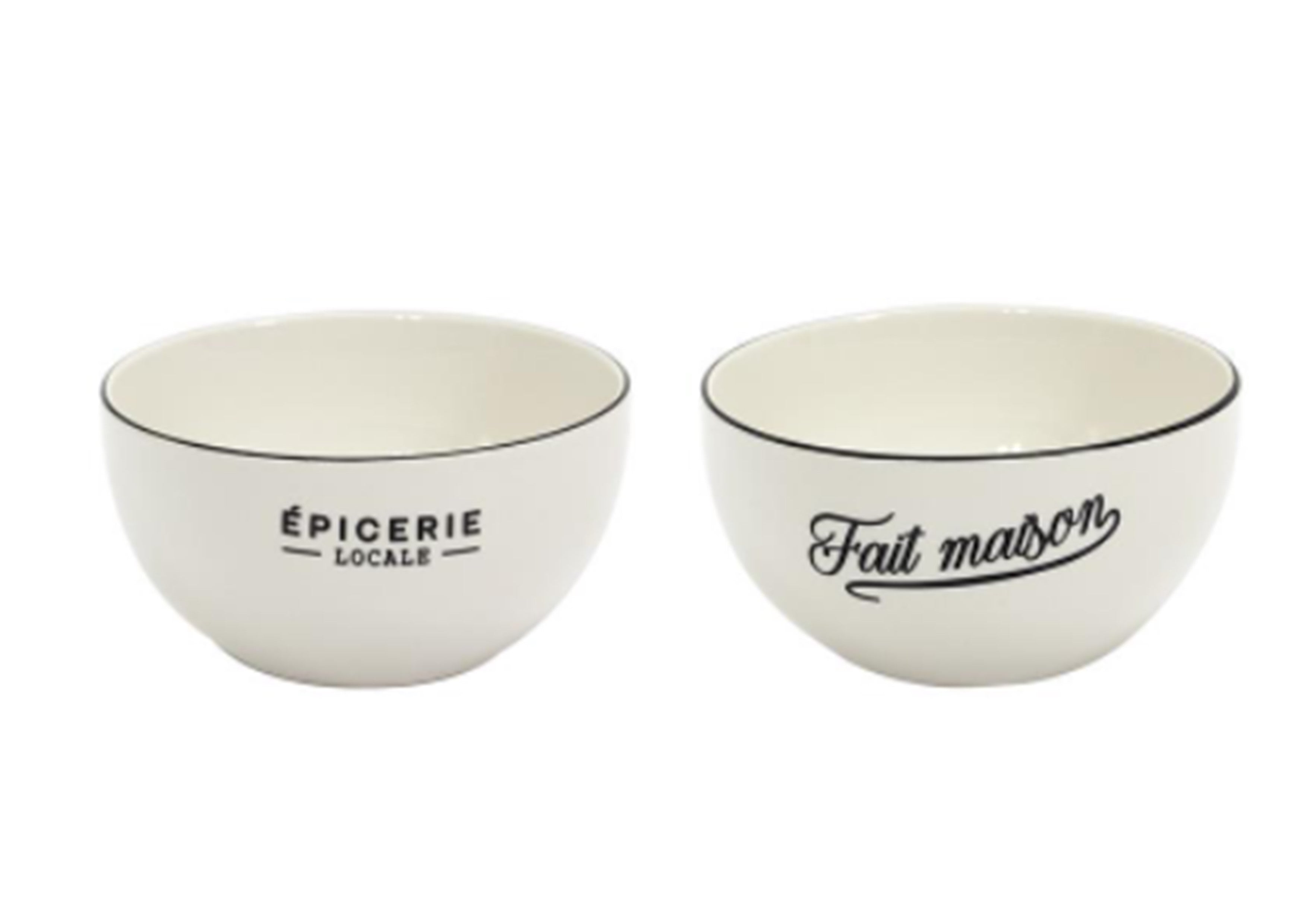 Duo de Grands Bols Petit-Déjeuner BLANCS à message