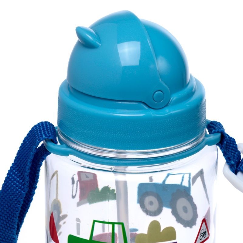 Bouteille Gourde Enfant 450ml avec Paille & Cordon Tracteur de Ferme