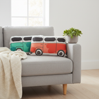 Coussin en forme de van Volkswagen rétro - 2 coloris turquoise et rouge - décoration salon chambre enfant
