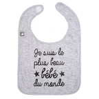 Ensemble Bavoir et bonnet bébé "Je suis le plus beau bébé du monde"