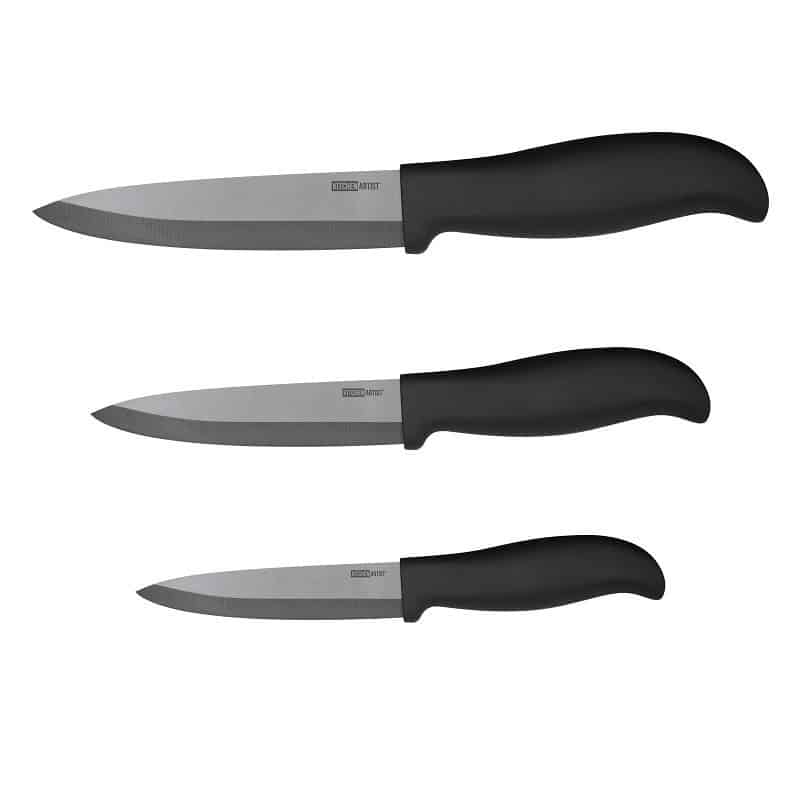 Couteau céramique, Cadeau d'affaires, Bloc 3 couteaux céramique  personnalisés avec support