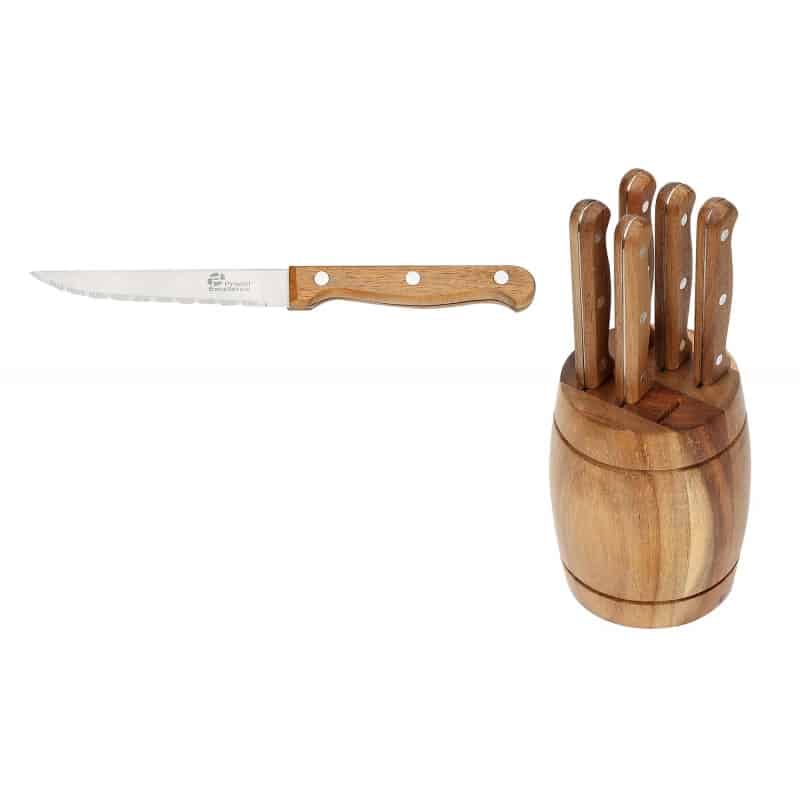 GRÄWE Couteau de table 6 pièces, set de couteaux baguette à découper, pack  de 6 couteaux à petits pains, couteau de petit déjeuner à lame crantée d'un  côté, couteau 21 cm 