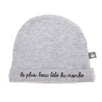 Ensemble Bavoir et bonnet bébé "Je suis le plus beau bébé du monde"