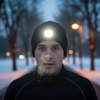Bonnet lumineux LED noir mise en situation