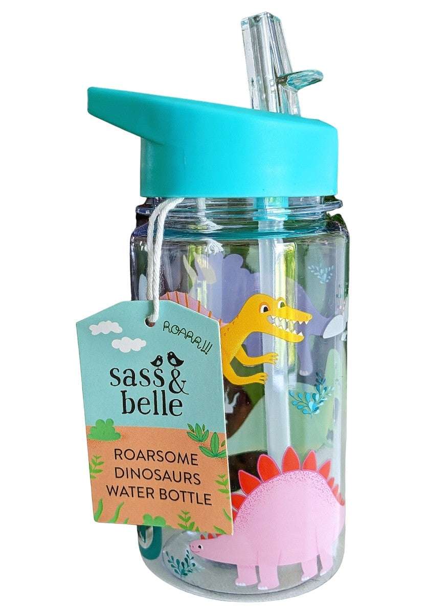 Bouteille Gourde Enfant 400ml avec paille Motif dinosaures.