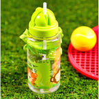 Bouteille Gourde Enfant 450ml avec Paille & Cordon - Animaux du Zoo