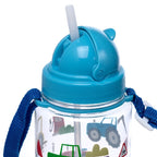 Bouteille Gourde Enfant 450ml avec Paille & Cordon Tracteur de Ferme