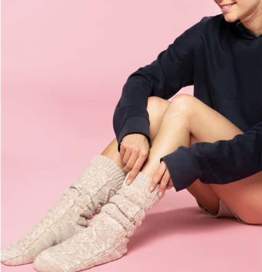 Chaussons chaussettes sherpa antidérapants - cocooning hiver
