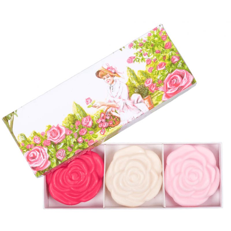 Coffret 3 Savons Roses 100g — Soin Naturel Cadeau Bien-être