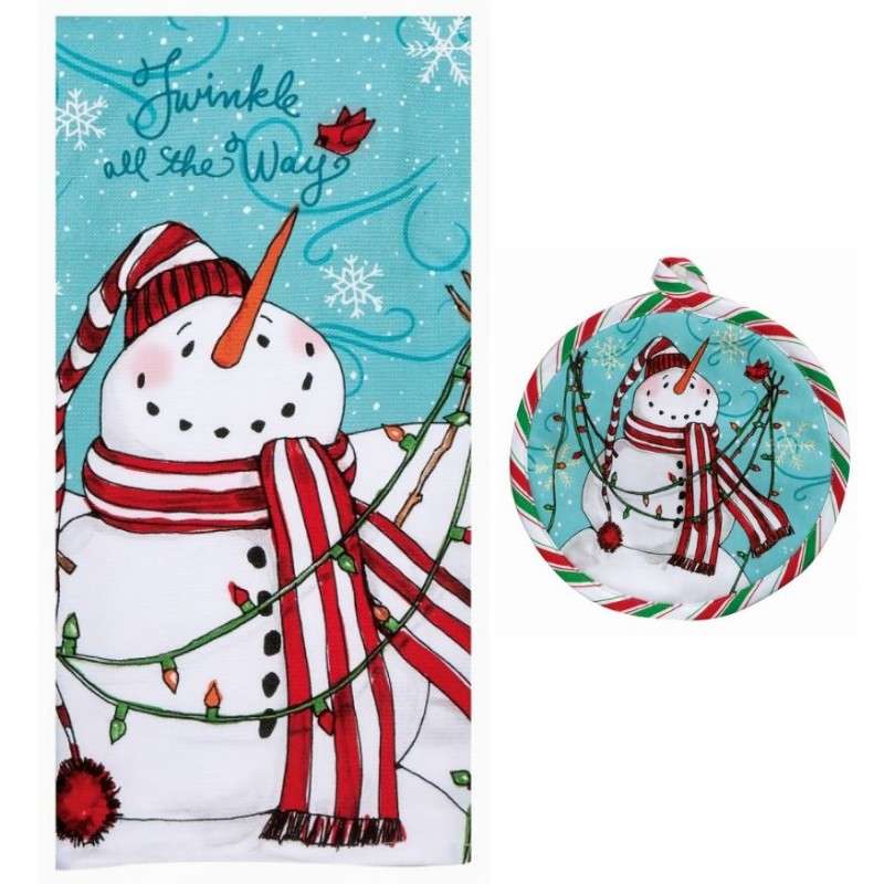 Ensemble de cuisine motif Noël - torchon et manique