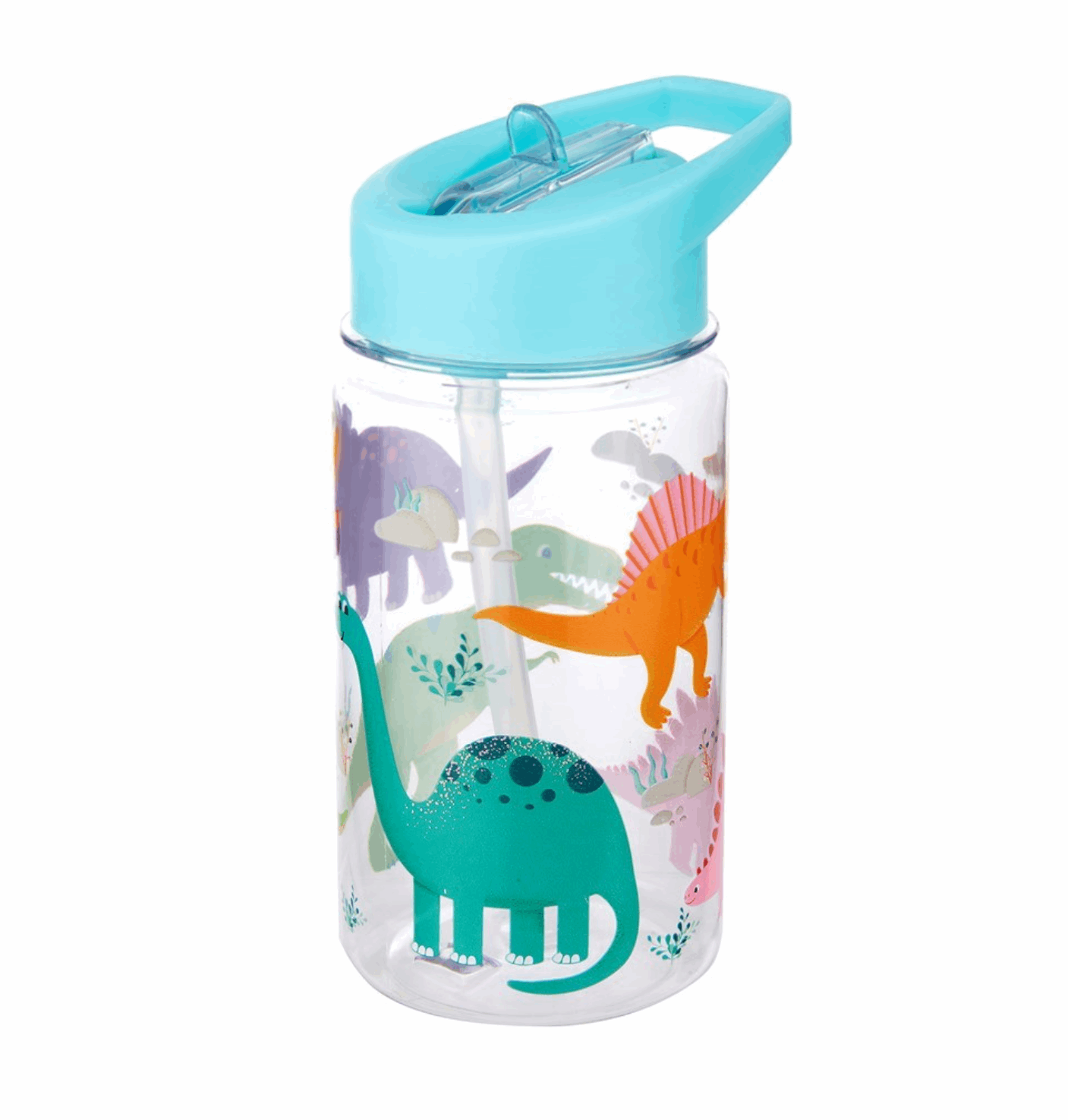Bouteille Gourde Enfant 400ml avec paille Motif dinosaures.
