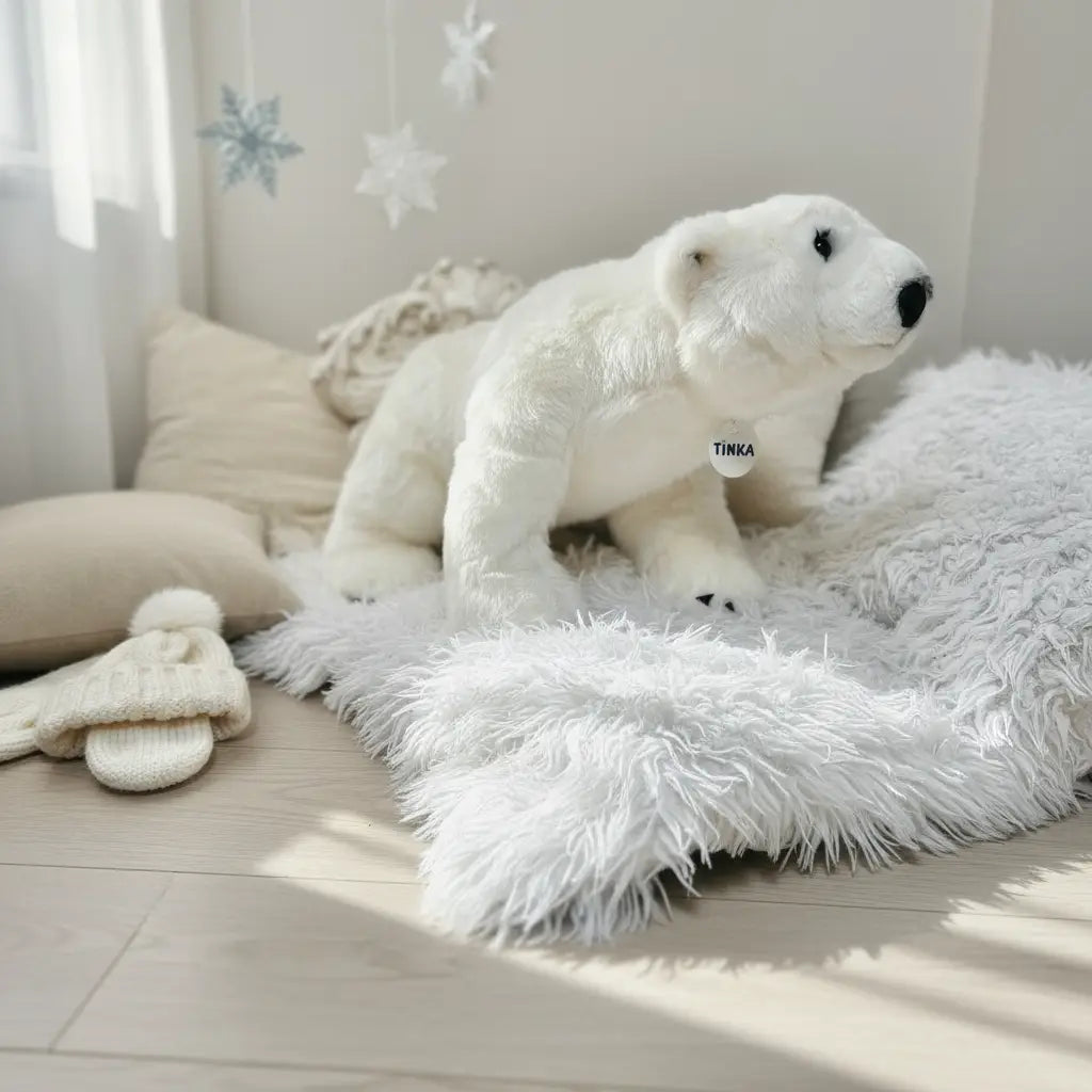 Grande peluche ours polaire blanc 53cm ultra douce - Pelage moelleux pour câlins enfant - BARBACADO
