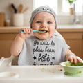 Ensemble Bavoir et bonnet bébé "Je suis le plus beau bébé du monde"
