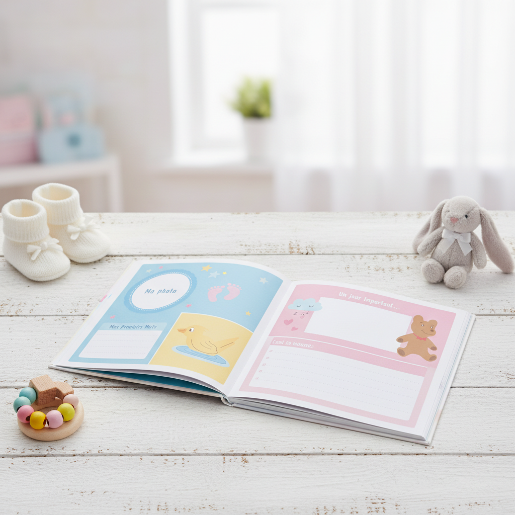 Livre de naissance bébé mise en situation