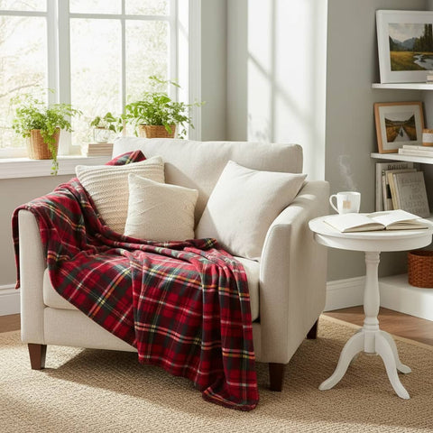 Plaid Polaire KROS Motif Tartan 130x160 Cm - Neuf Avec étiquettes