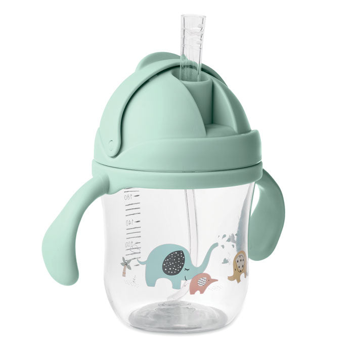 Gobelet Bébé Tritan 250ml avec Paille Rétractable - Motifs Animaux