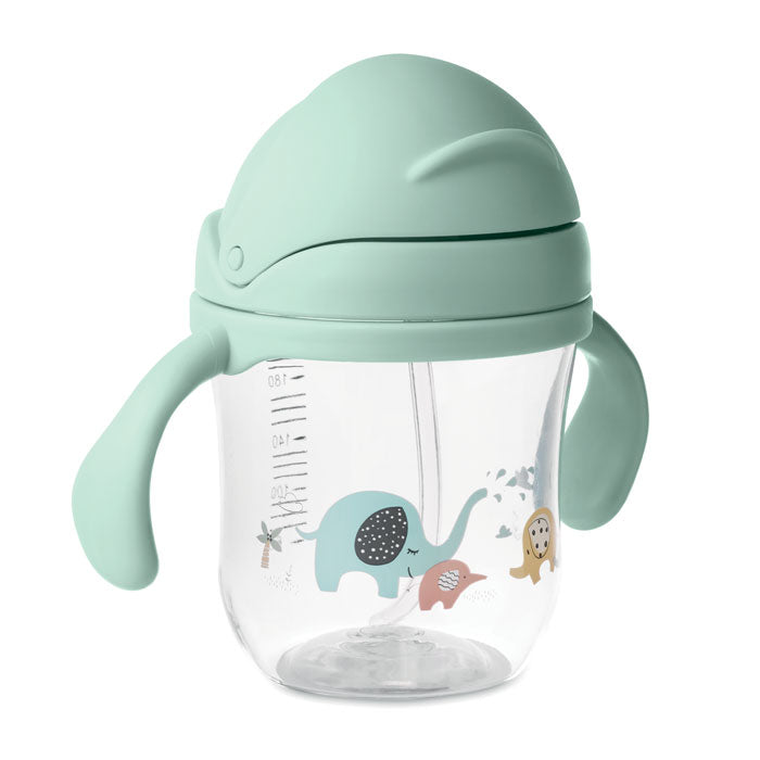 Gobelet Bébé Tritan 250ml avec Paille Rétractable - Motifs Animaux