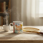 Mug céramique vintage Sportifs avec illustration rétro joueurs de tennis — cadeau original pour amateurs de sport
