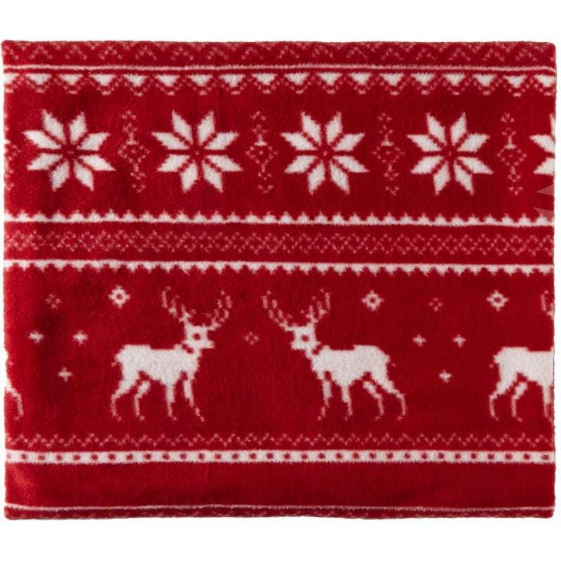 Plaid Polaire de Noël. Motif finlandais flocons et rennes.