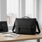 Sacoche Cartable Cuir Noir 