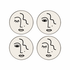 Sous verre Visage Abstrait -4 pces