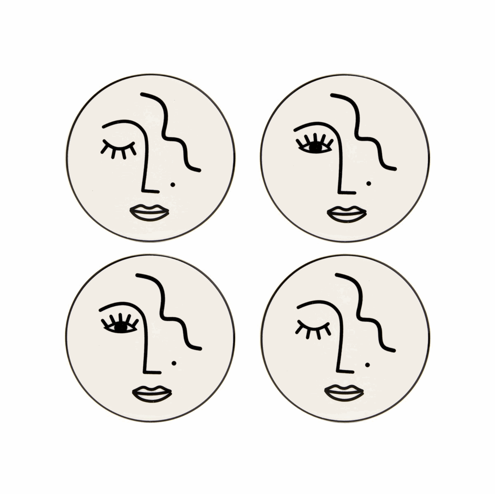 Sous verre Visage Abstrait -4 pces