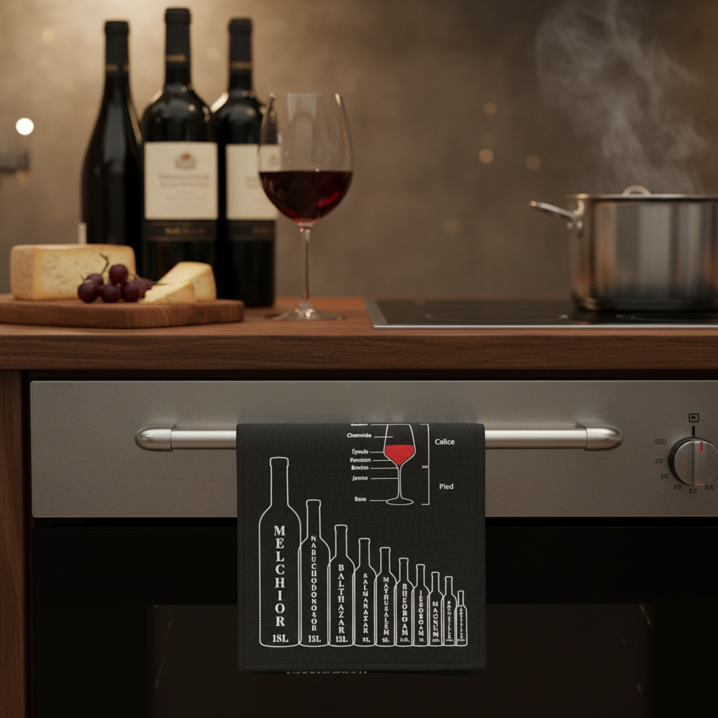 Torchon Chef Sommelier 100% coton noir 45x60cm - cuisine bistrot