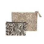 TROUSSE Zèbre Léopard set de 2 trousses en coton recyclé