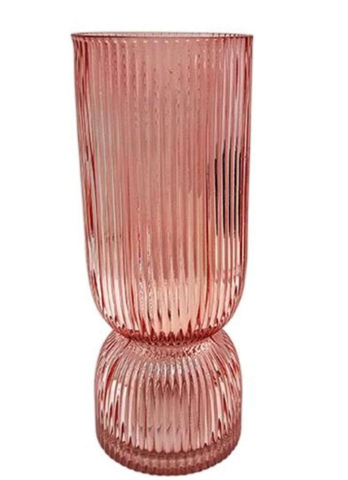 Vase haut en verre rose poudré – 26 cm. Élégant et raffiné, il apporte une touche de douceur et de modernité à votre décoration intérieure.