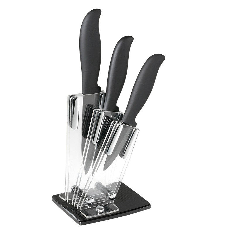 Bloc 3 Couteaux Céramique Noirs - Lame Carbone Zirconium