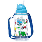 Bouteille Gourde Enfant 450ml avec Paille & Cordon Tracteur de Ferme
