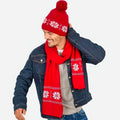 Ensemble bonnet et écharpe rouge flocons de neige - accessoires hiver mixte
