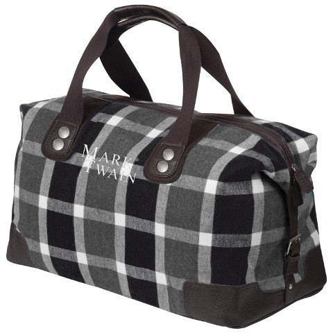 Sac de voyage en tartan noir et gris