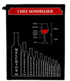 Torchon Chef Sommelier 100% coton noir 45x60cm - cuisine bistrot